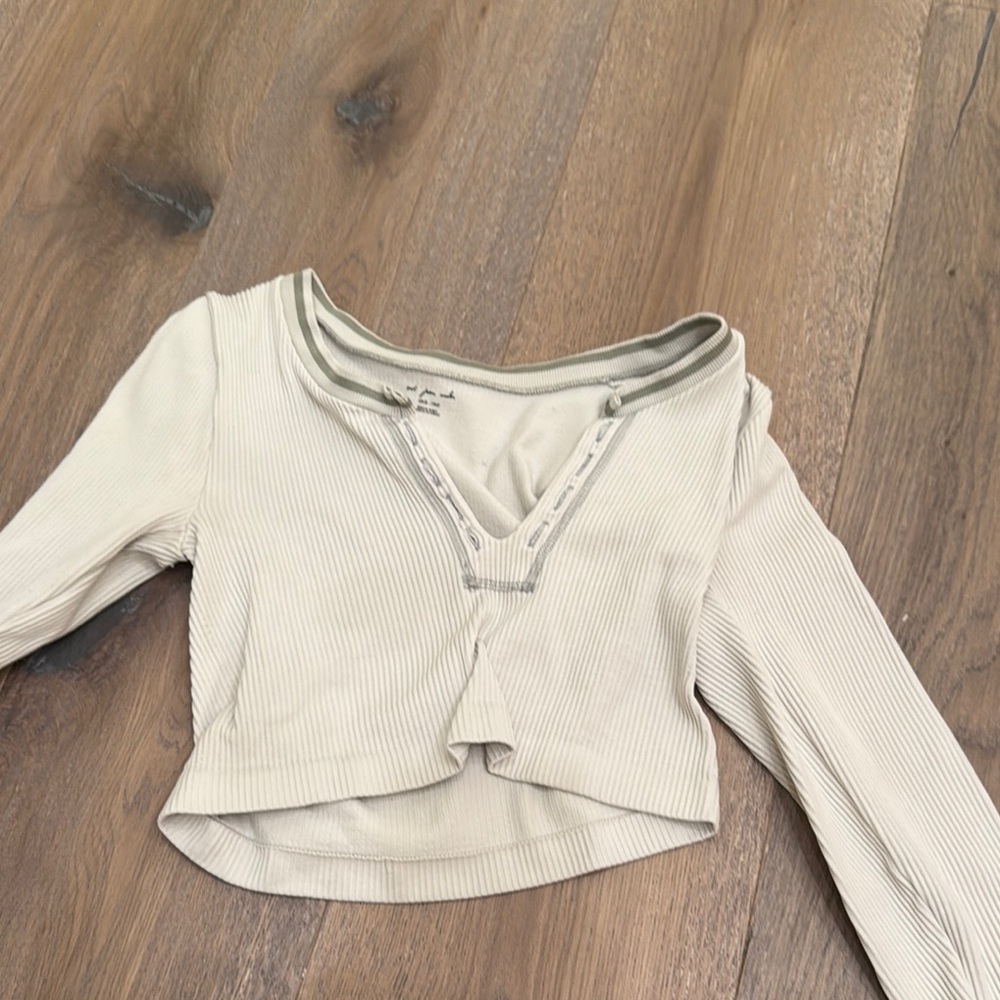 Urban Outfitters Cream Asymmetrical Sailor Collar Blouse